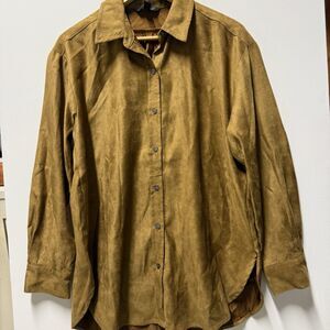 NWT New Banana Republic Men Brown Vegan Suede Button Up Size S
